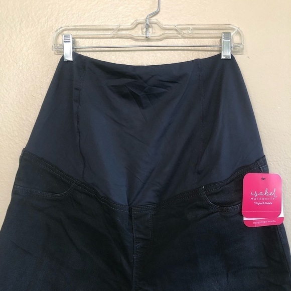 Ingrid & Isabel Maternity Black Crossover Panel Raw Hem Bermuda Jean Shorts 14 - Picture 2 of 16